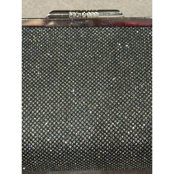 Retro disco Silver Formal Purse & Clutch Detachable Chain Link glitter cocktail - Picture 3 of 9